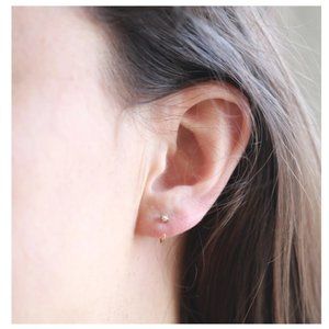 Pearl + 14k gold Huggies from Melissa Joy Manning